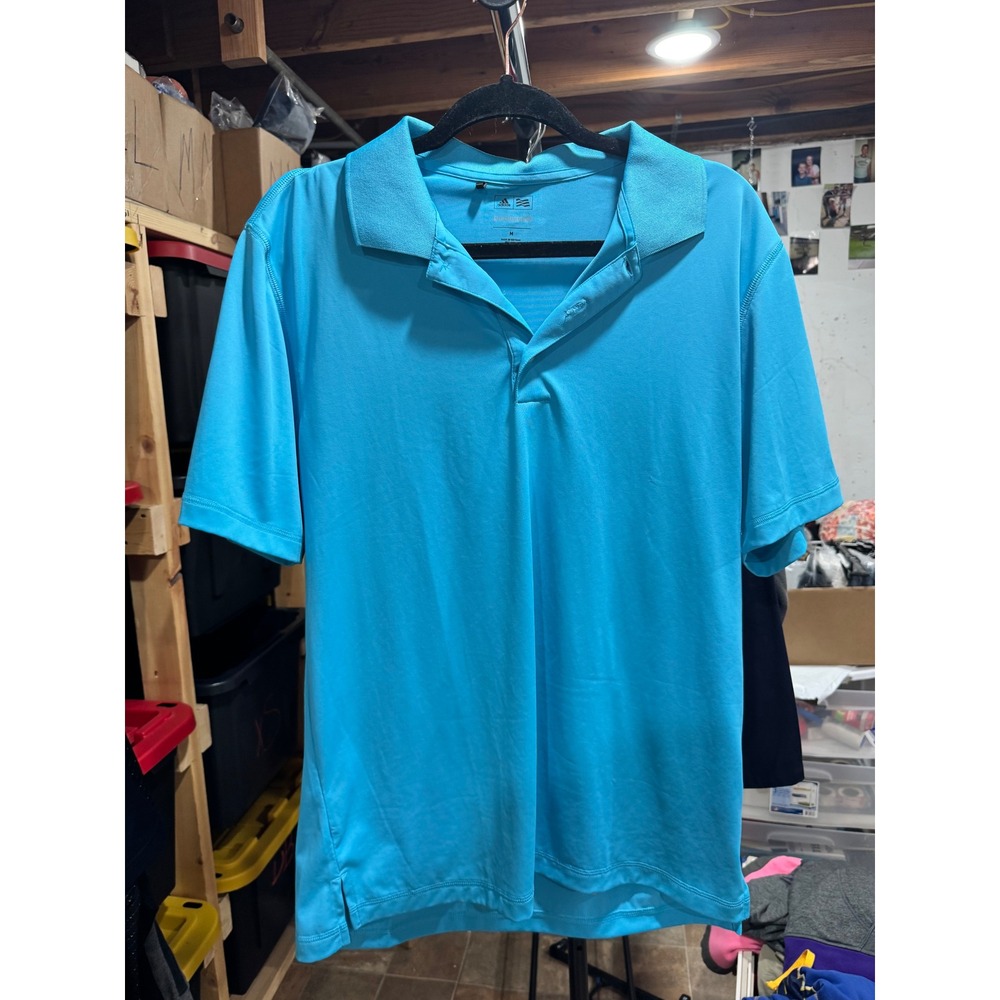 Adidas Puremotion Mens Golf Polo Shirt Blue Short‎ Sleeve Size Medium RN 88387